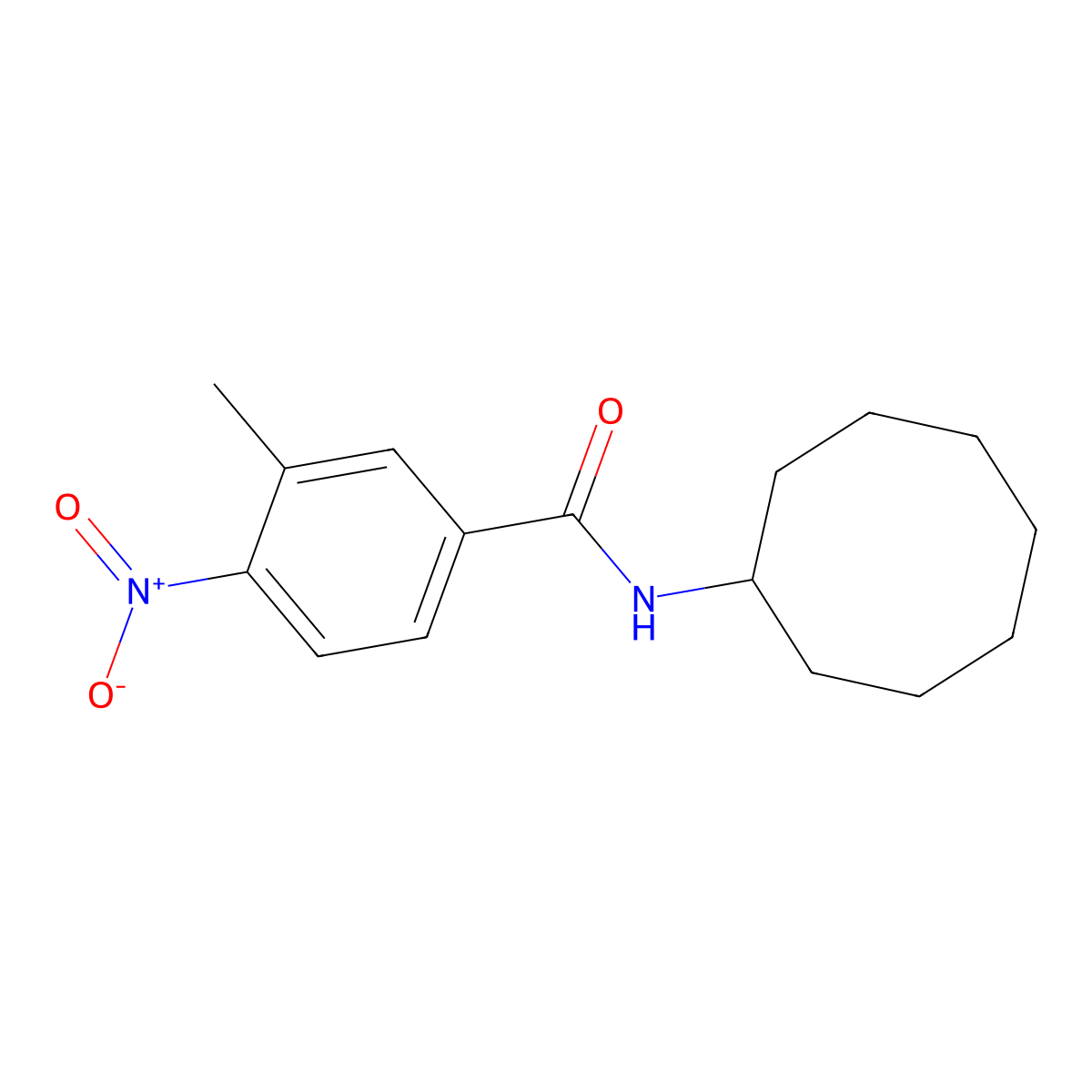 N-cyclooctyl-3-methyl-4-nitrobenzamide molecular structure, CAS 431998-05-9