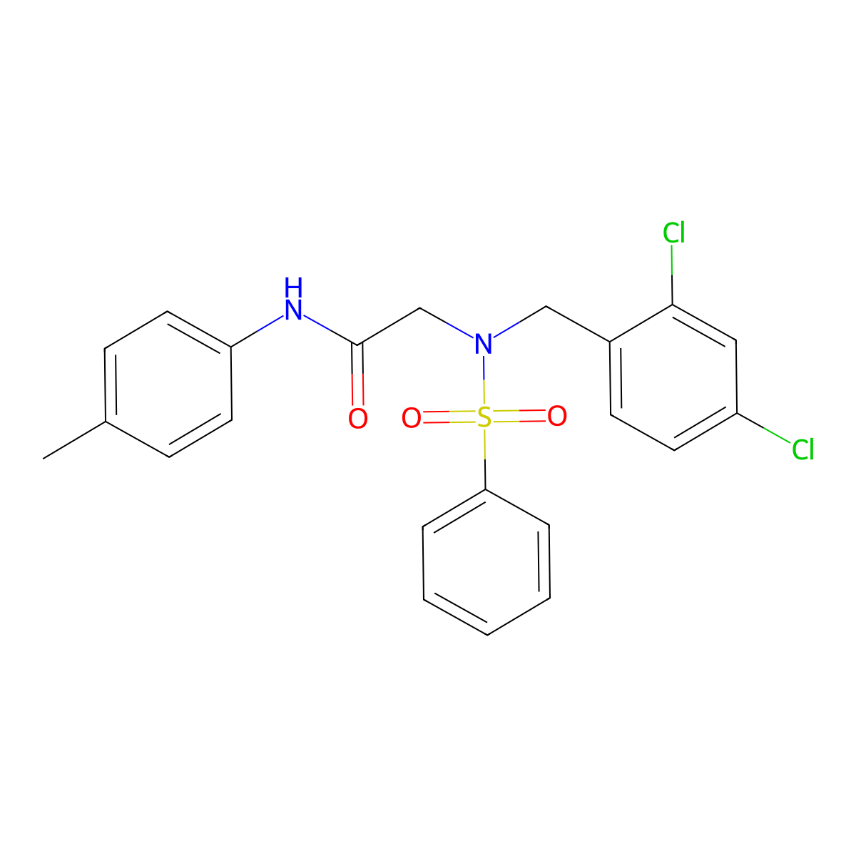 2-[benzenesulfonyl-[(2,4-dichlorophenyl)methyl]amino]-N-(4-methylphenyl)acetamide molecular structure, CAS 431998-07-1