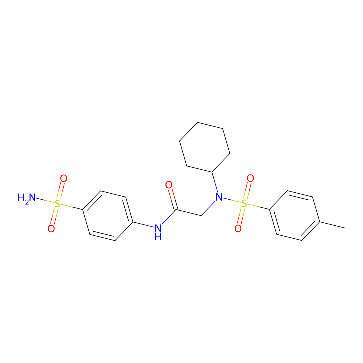 2-[cyclohexyl-(4-methylphenyl)sulfonylamino]-N-(4-sulfamoylphenyl)acetamide molecular structure, CAS 431998-13-9