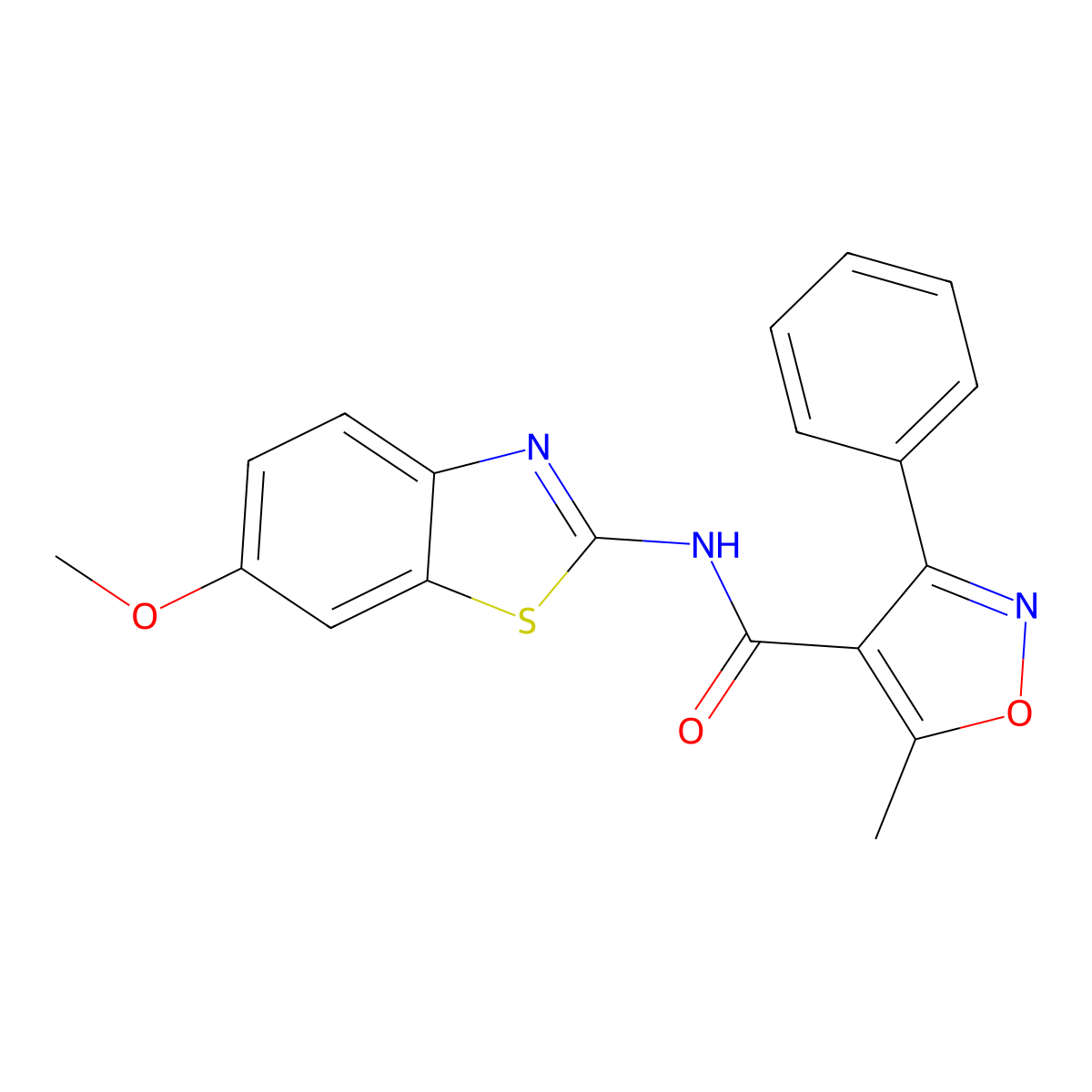 N-(6-methoxy-1,3-benzothiazol-2-yl)-5-methyl-3-phenyl-1,2-oxazole-4-carboxamide molecular structure, CAS 431998-16-2