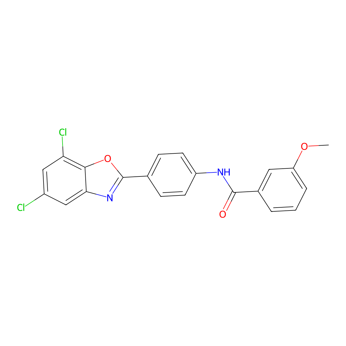 N-[4-(5,7-dichloro-1,3-benzoxazol-2-yl)phenyl]-3-methoxybenzamide molecular structure, CAS 431998-31-1