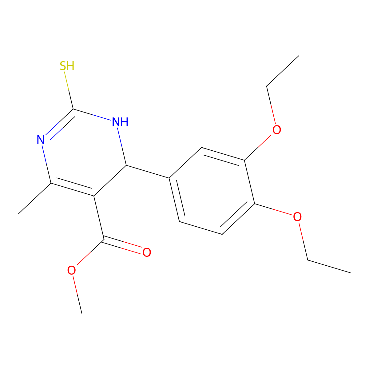 Methyl 6-(3,4-diethoxyphenyl)-4-methyl-2-sulfanyl-1,6-dihydropyrimidine-5-carboxylate molecular structure, CAS 431998-40-2