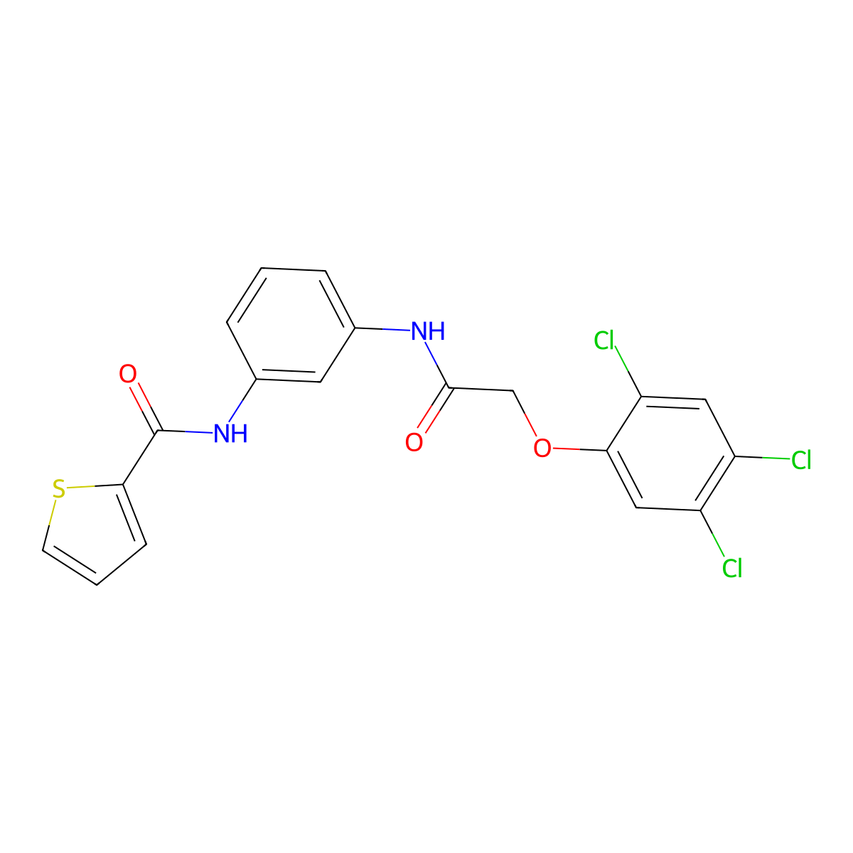 N-[3-[[2-(2,4,5-trichlorophenoxy)acetyl]amino]phenyl]thiophene-2-carboxamide molecular structure, CAS 431998-41-3