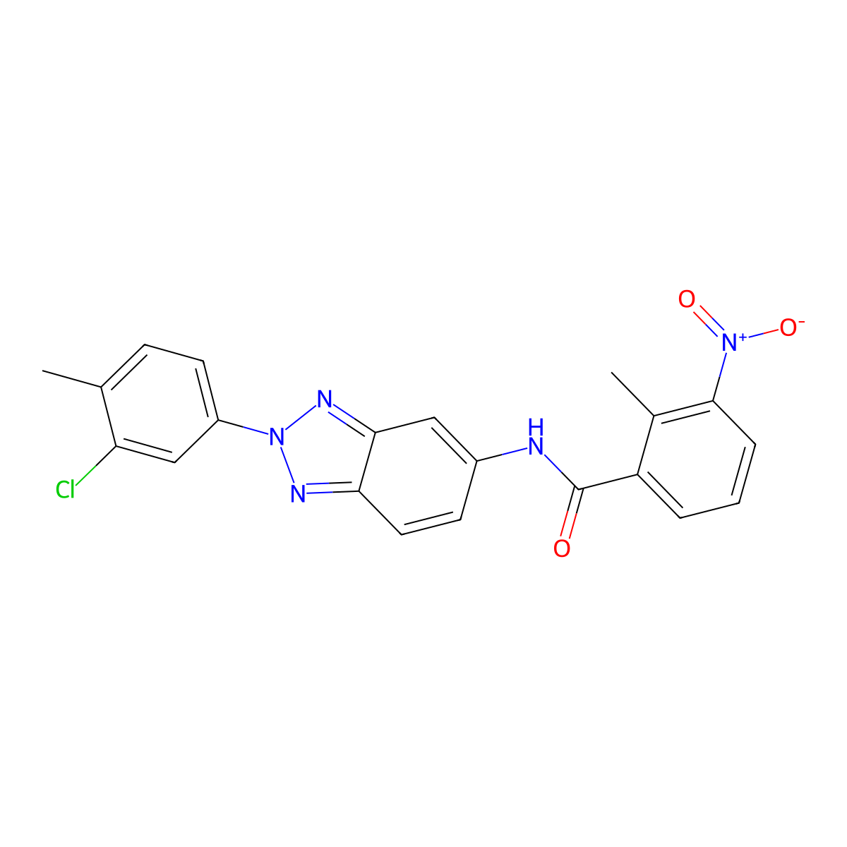 N-[2-(3-chloro-4-methylphenyl)benzotriazol-5-yl]-2-methyl-3-nitrobenzamide molecular structure, CAS 431998-83-3