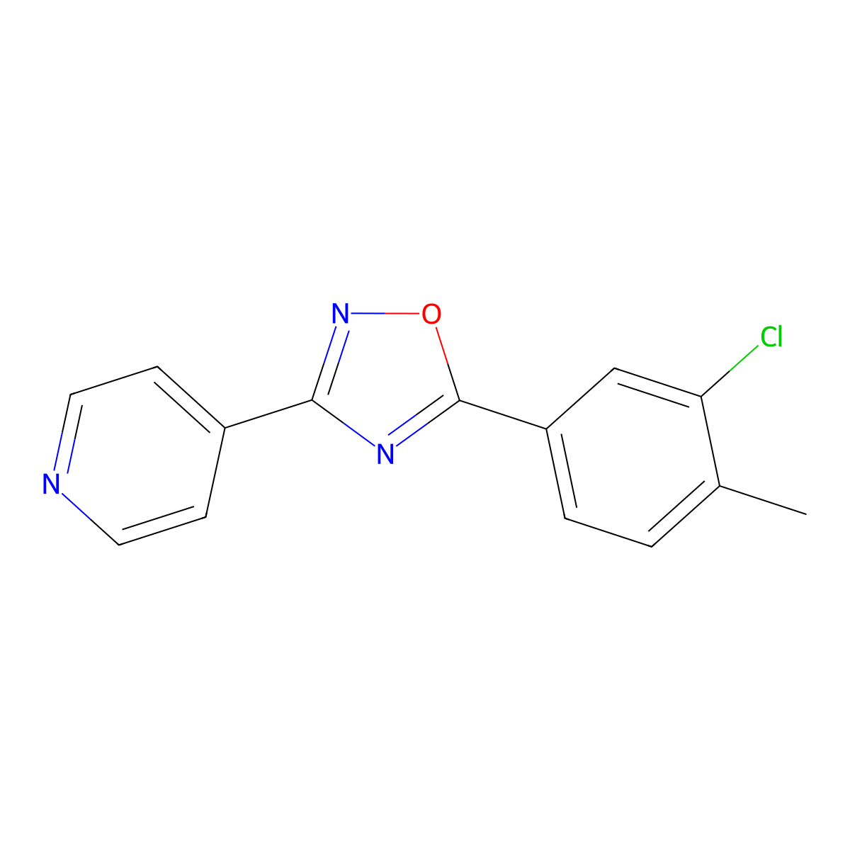 5-(3-Chloro-4-methylphenyl)-3-pyridin-4-yl-1,2,4-oxadiazole molecular structure, CAS 431998-87-7