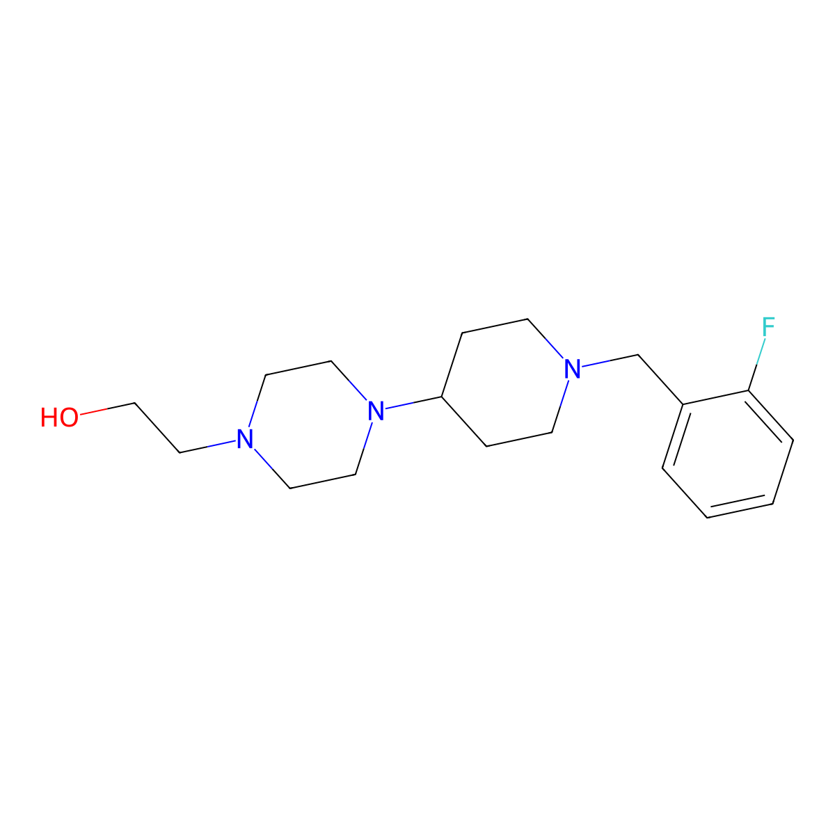 2-[4-[1-[(2-Fluorophenyl)methyl]piperidin-4-yl]piperazin-1-yl]ethanol molecular structure, CAS 431998-93-5