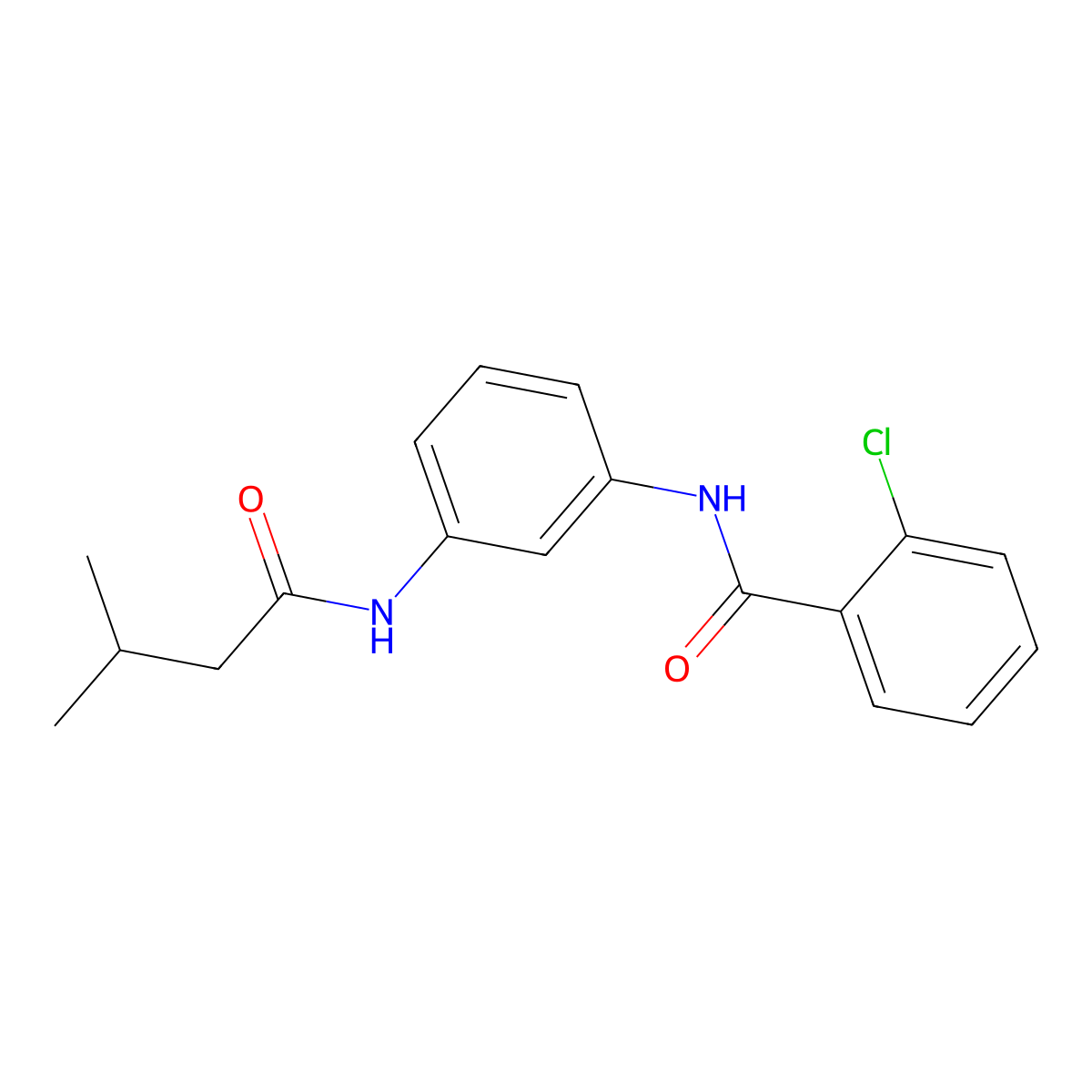 2-chloro-N-{3-[(3-methylbutanoyl)amino]phenyl}benzamide molecular structure, CAS 431999-03-0