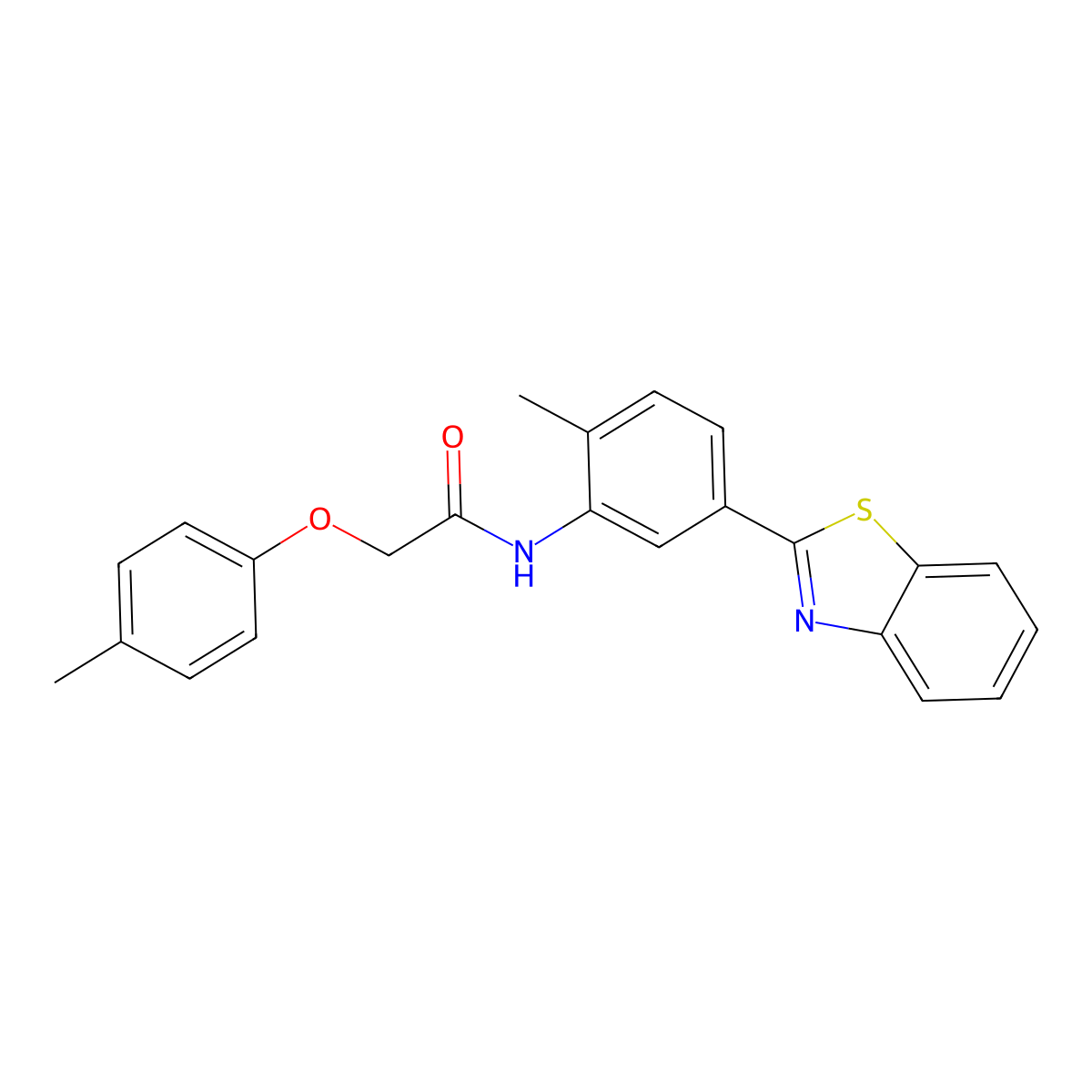 N-[5-(1,3-benzothiazol-2-yl)-2-methylphenyl]-2-(4-methylphenoxy)acetamide molecular structure, CAS 431999-11-0