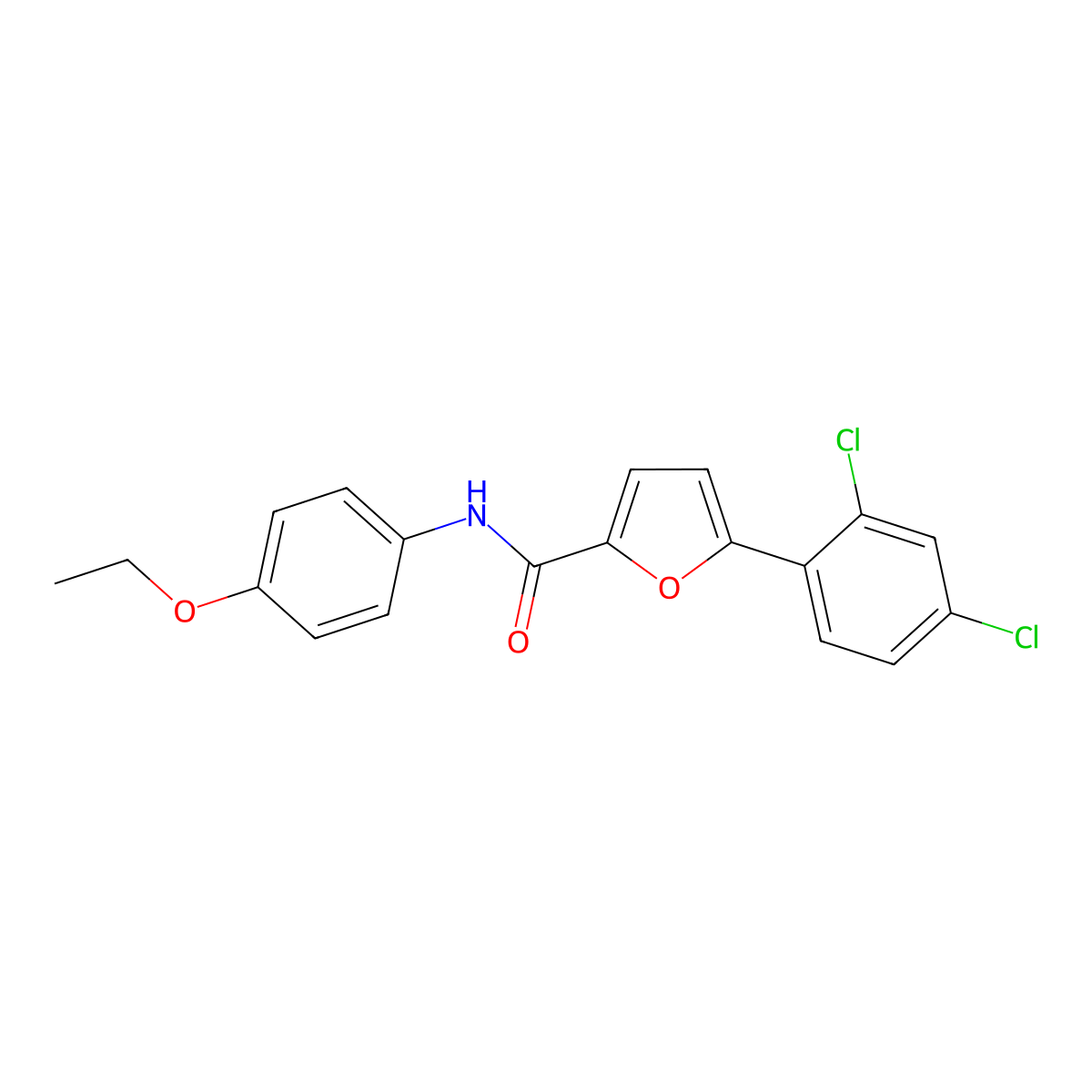 5-(2,4-dichlorophenyl)-N-(4-ethoxyphenyl)furan-2-carboxamide molecular structure, CAS 431999-28-9