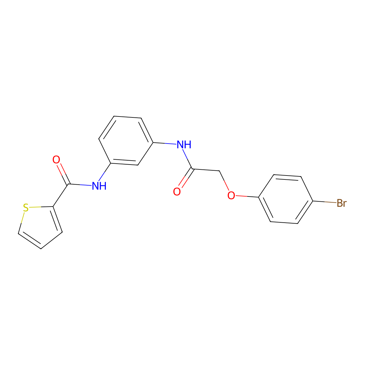 N-[3-[[2-(4-bromophenoxy)acetyl]amino]phenyl]thiophene-2-carboxamide molecular structure, CAS 431999-34-7
