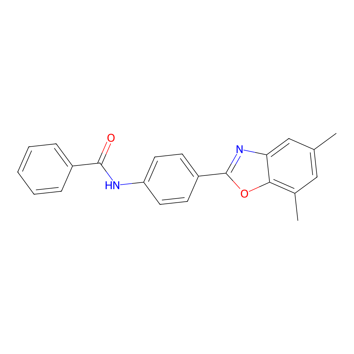 N-[4-(5,7-dimethyl-1,3-benzoxazol-2-yl)phenyl]benzamide molecular structure, CAS 431999-50-7