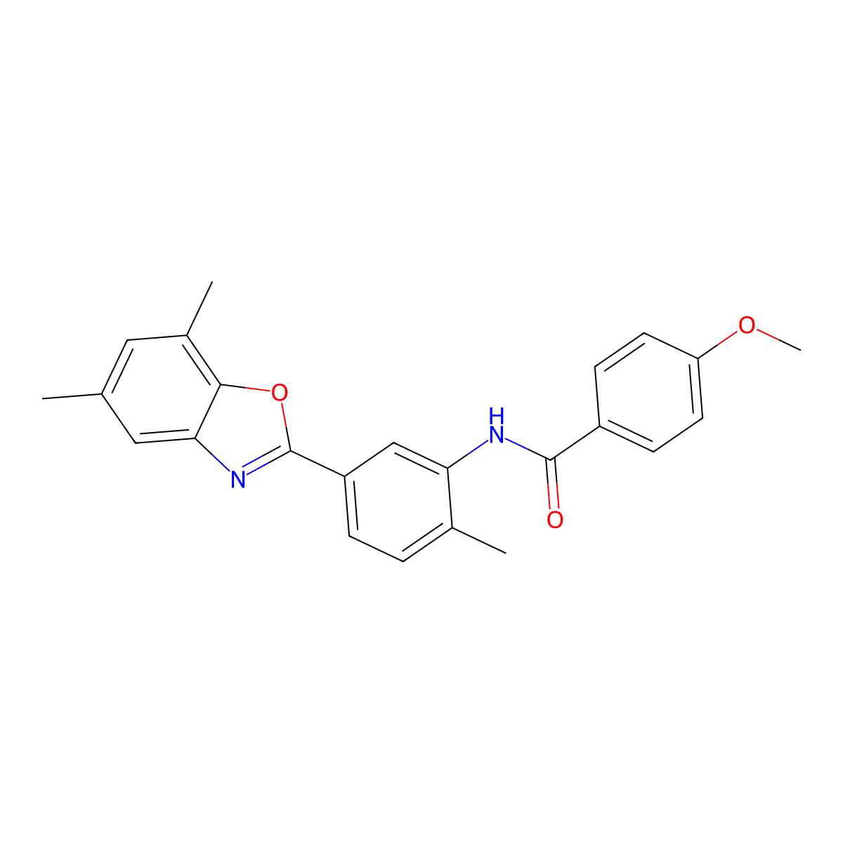 N-[5-(5,7-dimethyl-1,3-benzoxazol-2-yl)-2-methylphenyl]-4-methoxybenzamide molecular structure, CAS 431999-66-5