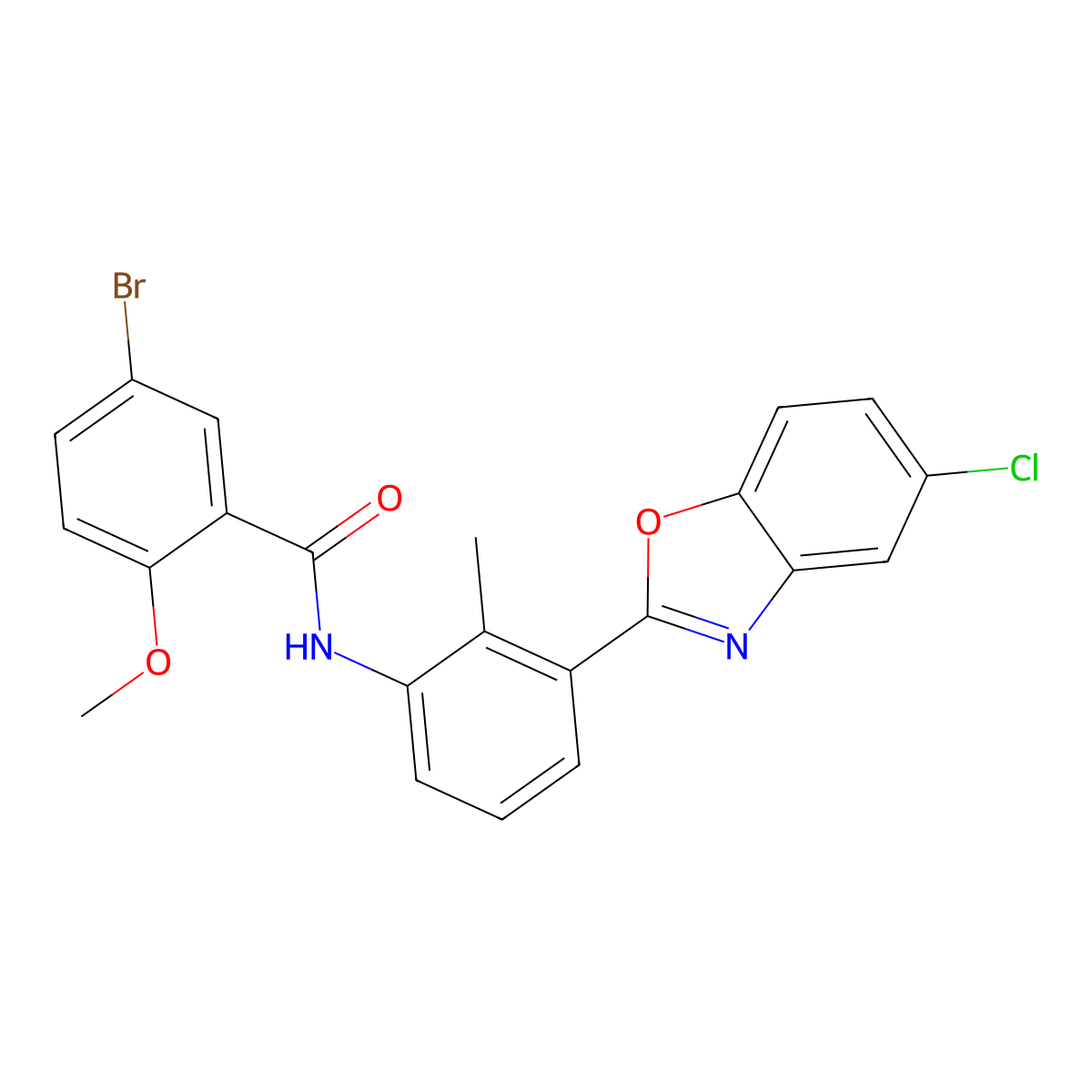 5-bromo-N-[3-(5-chloro-1,3-benzoxazol-2-yl)-2-methylphenyl]-2-methoxybenzamide molecular structure, CAS 431999-86-9