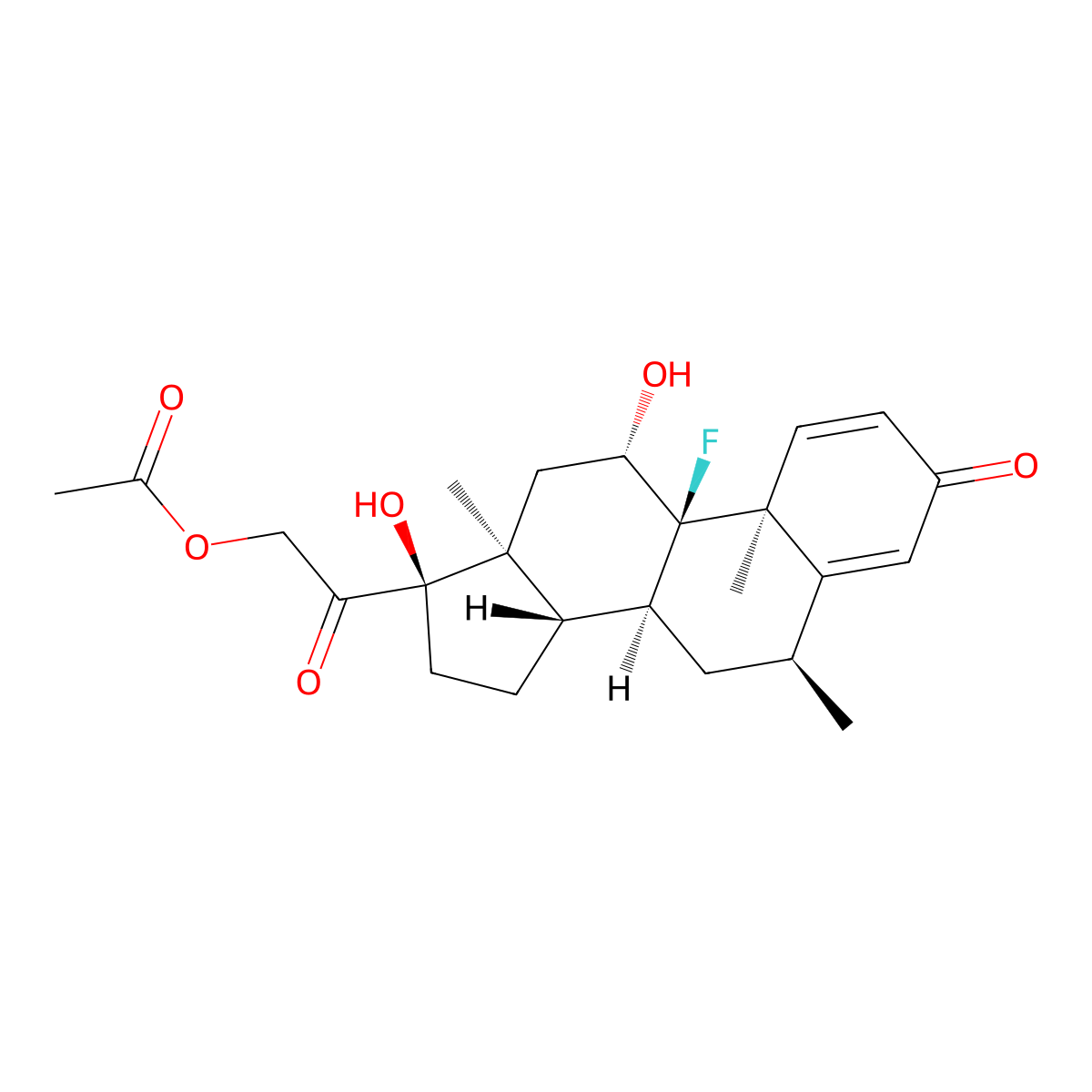9alpha-Fluoro-6alpha-methylprednisolone 21-acetate molecular structure, CAS 432-33-7