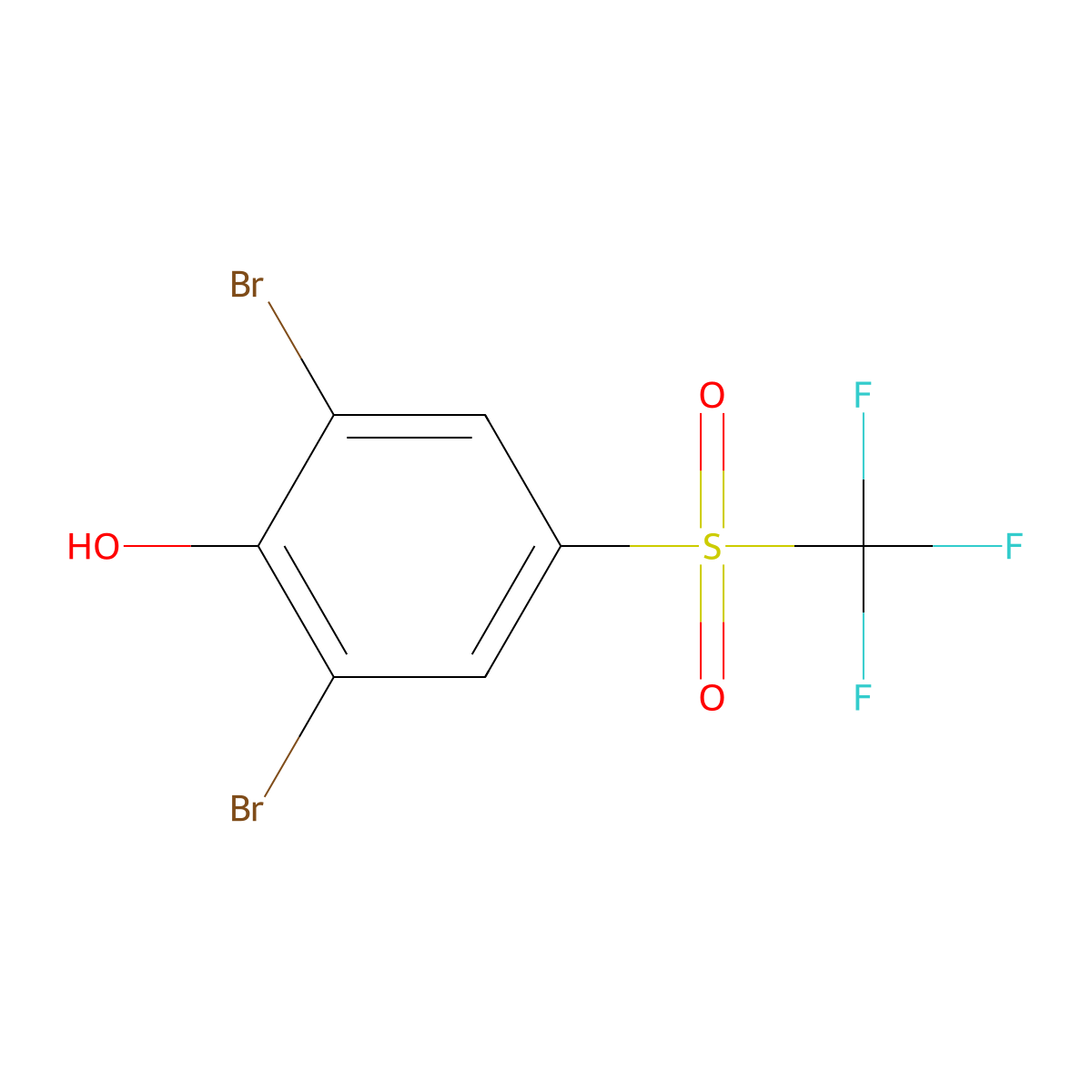 2,6-Dibromo-4-[(trifluoromethyl)sulphonyl]phenol molecular structure, CAS 432-79-1