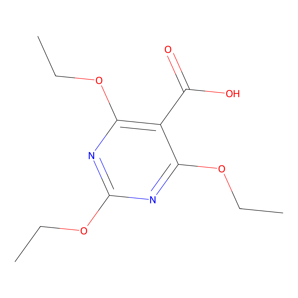 2,4,6-Triethoxypyrimidine-5-carboxylic acid molecular structure, CAS 4320-00-7