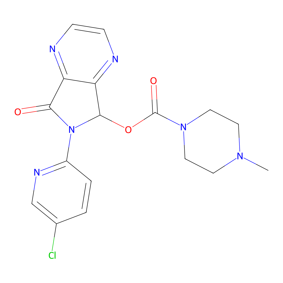 Zopiclone molecular structure, CAS 43200-80-2