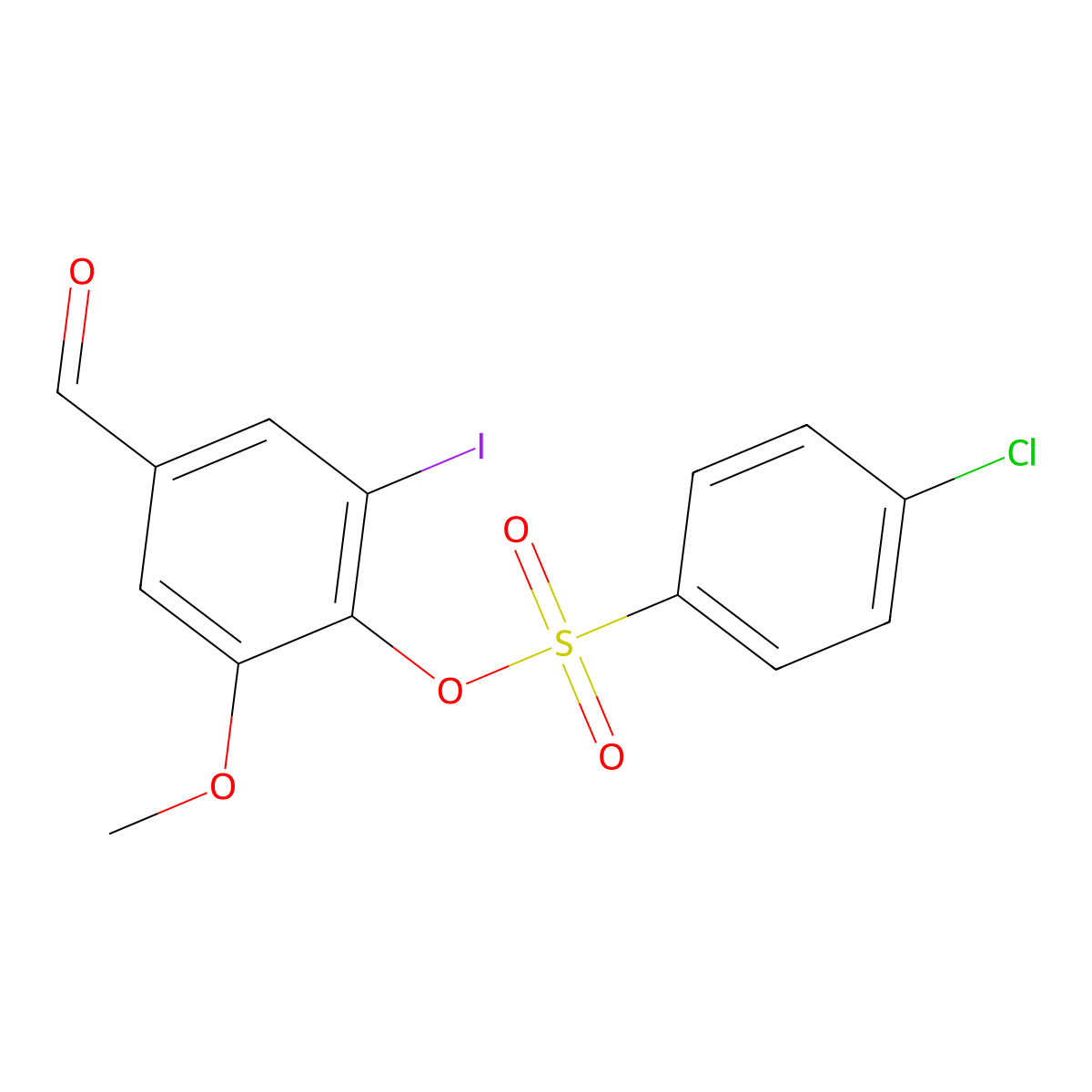 4-Formyl-2-iodo-6-methoxyphenyl 4-chlorobenzenesulfonate molecular structure, CAS 432000-12-9