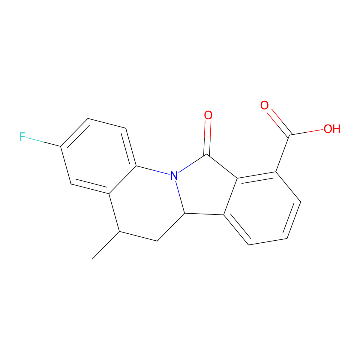 3-fluoro-5-methyl-11-oxo-6,6a-dihydro-5H-isoindolo[2,1-a]quinoline-10-carboxylic acid molecular structure, CAS 432000-16-3