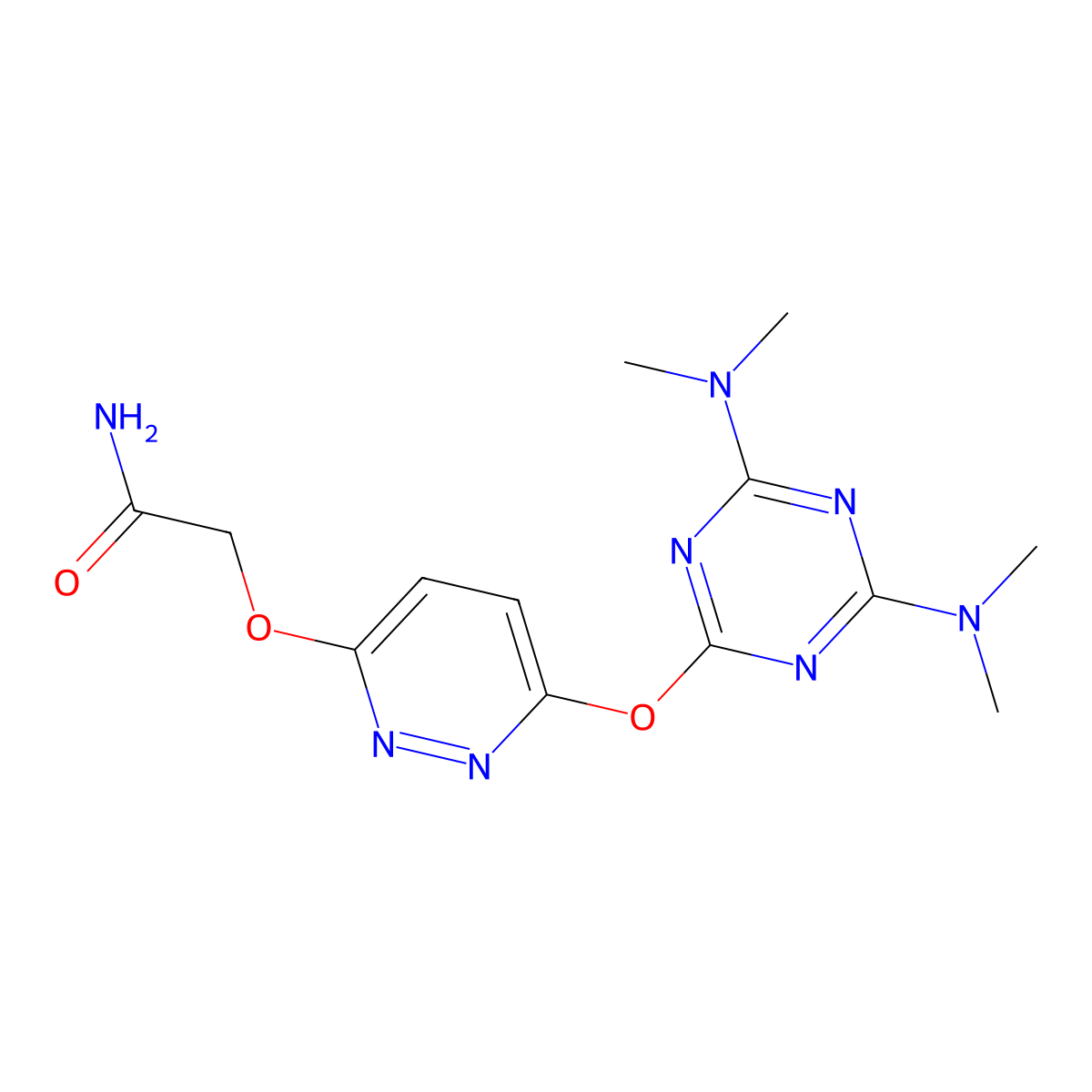 2-[6-[[4,6-Bis(dimethylamino)-1,3,5-triazin-2-yl]oxy]pyridazin-3-yl]oxyacetamide molecular structure, CAS 432000-23-2