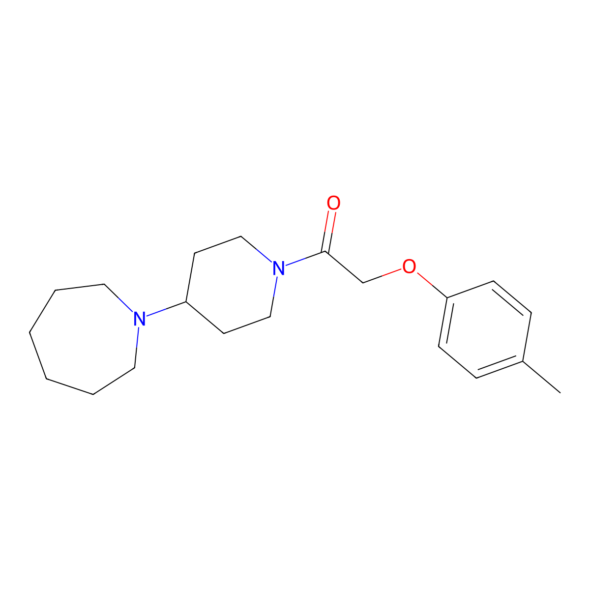 1-[4-(Azepan-1-yl)piperidin-1-yl]-2-(4-methylphenoxy)ethanone molecular structure, CAS 432000-25-4