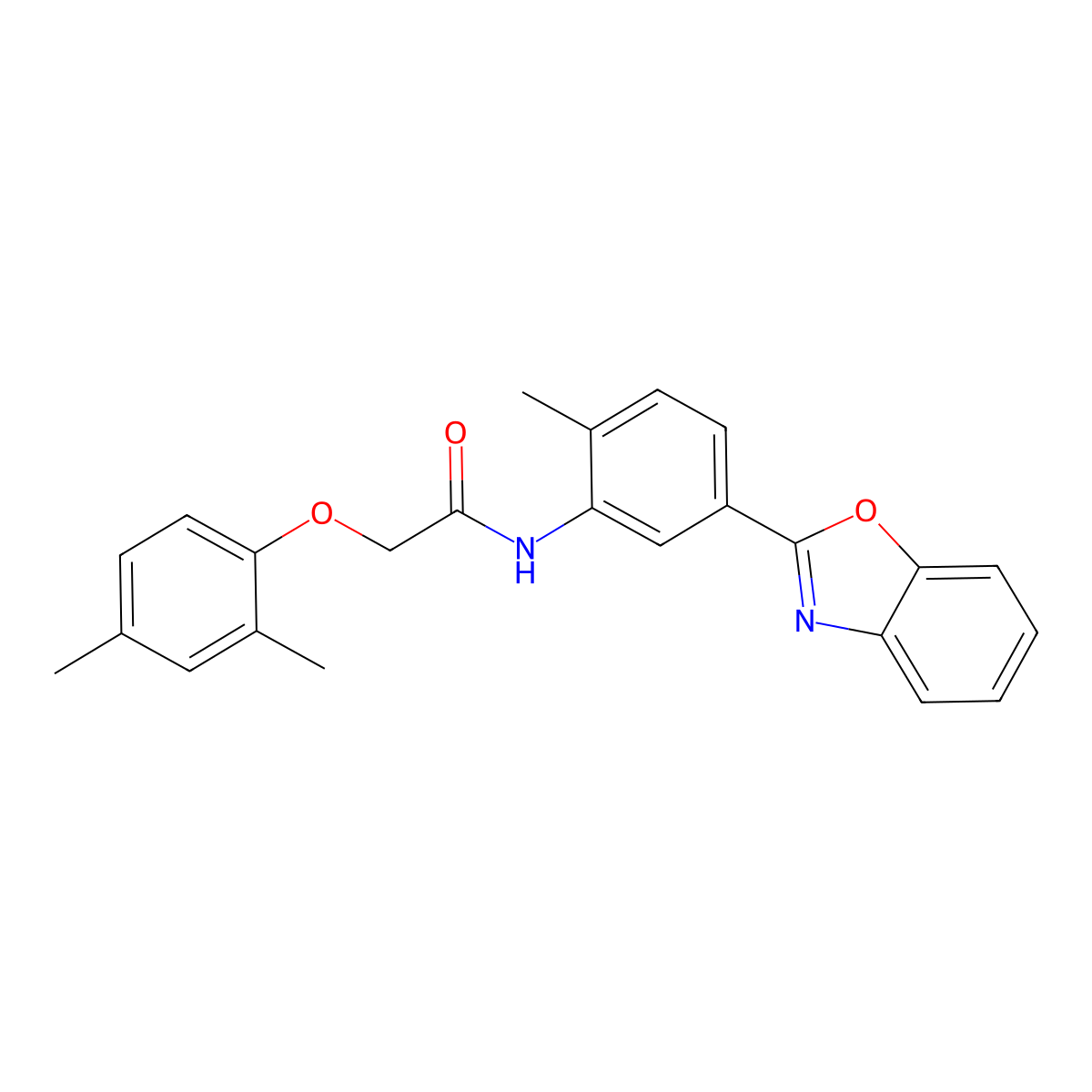 N-[5-(1,3-benzoxazol-2-yl)-2-methylphenyl]-2-(2,4-dimethylphenoxy)acetamide molecular structure, CAS 432000-36-7