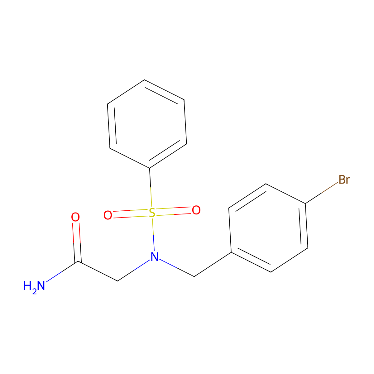 2-[Benzenesulfonyl-[(4-bromophenyl)methyl]amino]acetamide molecular structure, CAS 432000-45-8