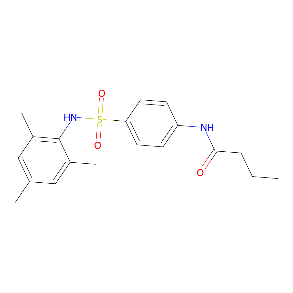 N-{4-[(mesitylamino)sulfonyl]phenyl}butanamide molecular structure, CAS 432000-61-8