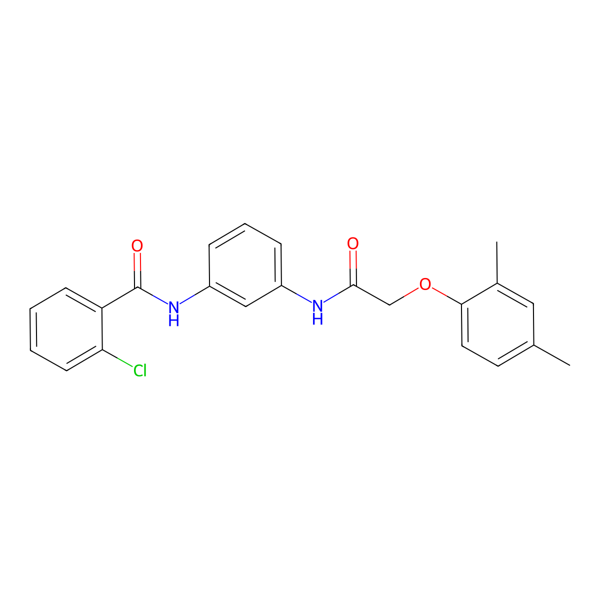 2-chloro-N-[3-[[2-(2,4-dimethylphenoxy)acetyl]amino]phenyl]benzamide molecular structure, CAS 432000-67-4