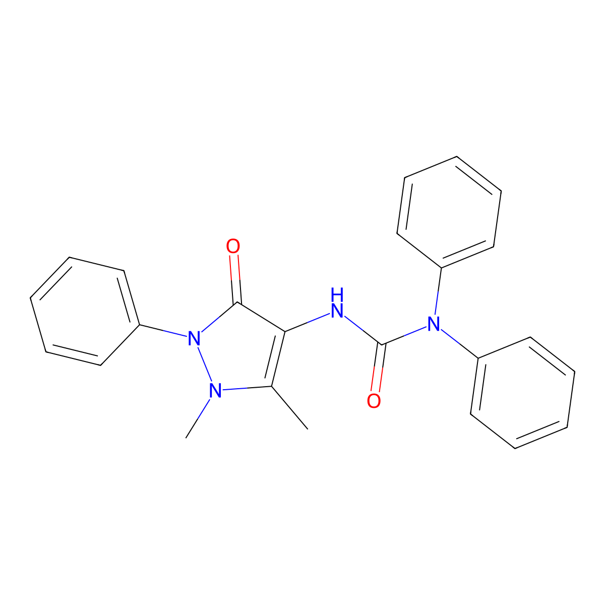 3-(1,5-dimethyl-3-oxo-2-phenyl-2,3-dihydro-1H-pyrazol-4-yl)-1,1-diphenylurea molecular structure, CAS 432000-73-2