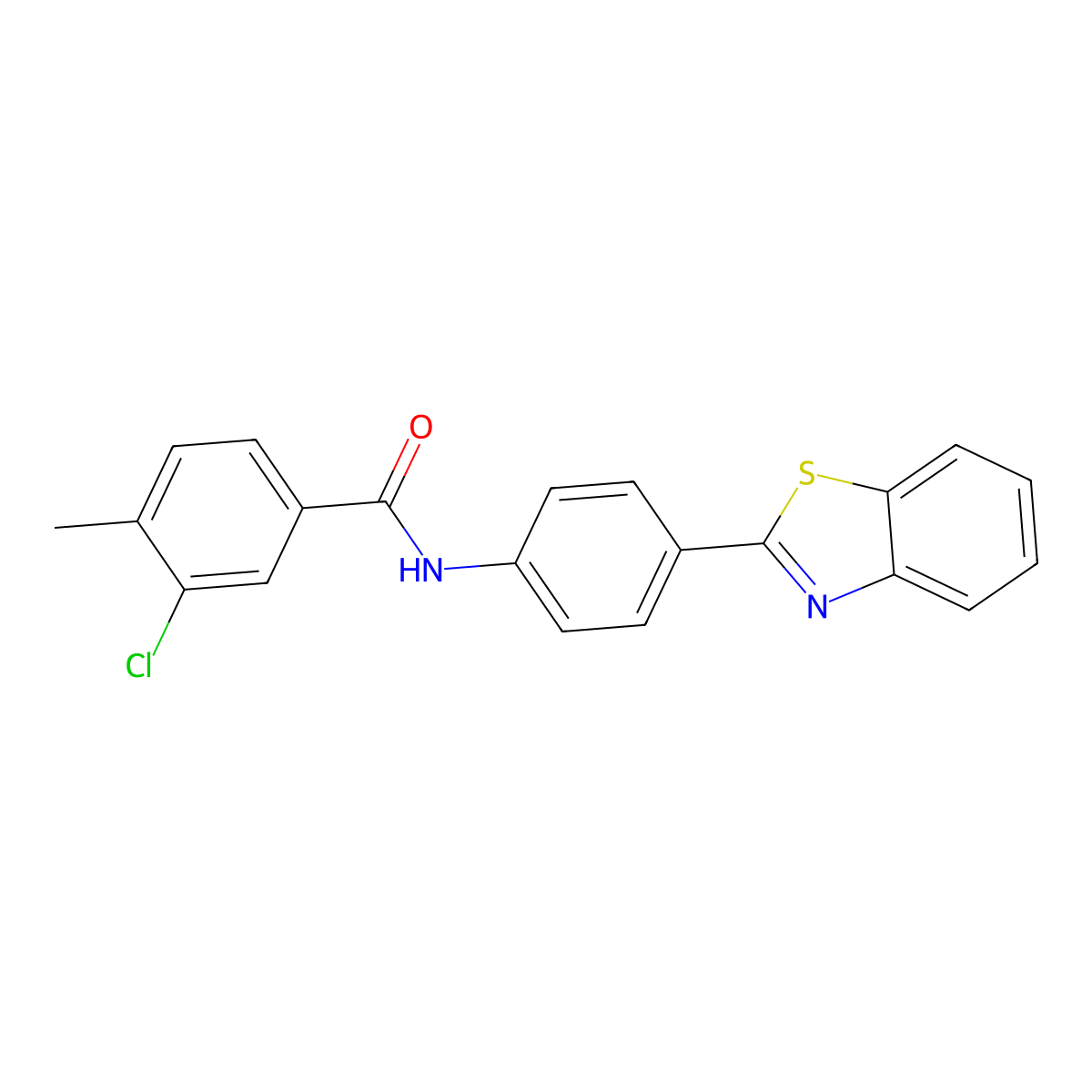 N-[4-(1,3-benzothiazol-2-yl)phenyl]-3-chloro-4-methylbenzamide molecular structure, CAS 432000-85-6