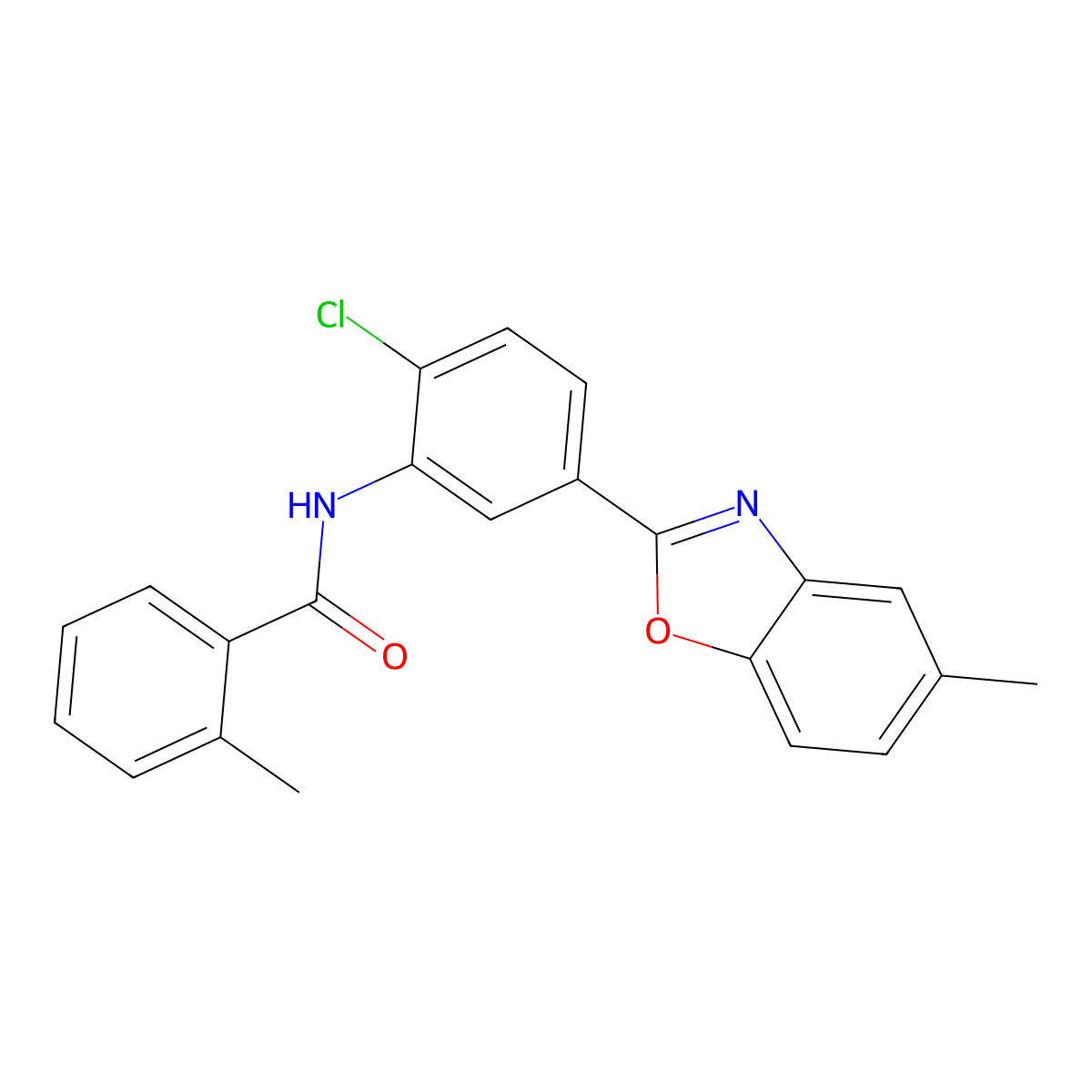 N-[2-chloro-5-(5-methyl-1,3-benzoxazol-2-yl)phenyl]-2-methylbenzamide molecular structure, CAS 432000-97-0