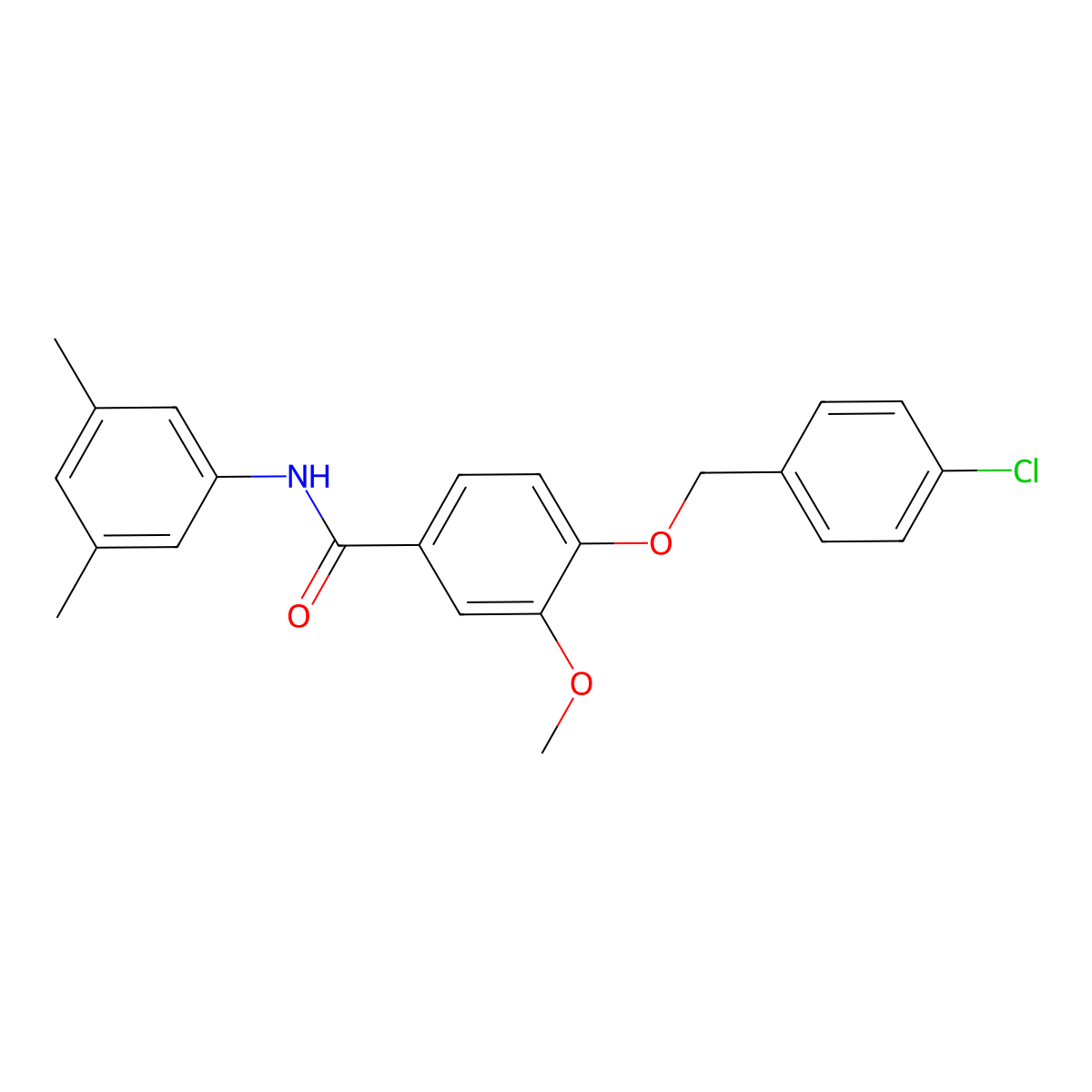 4-[(4-chlorobenzyl)oxy]-N-(3,5-dimethylphenyl)-3-methoxybenzamide molecular structure, CAS 432001-24-6