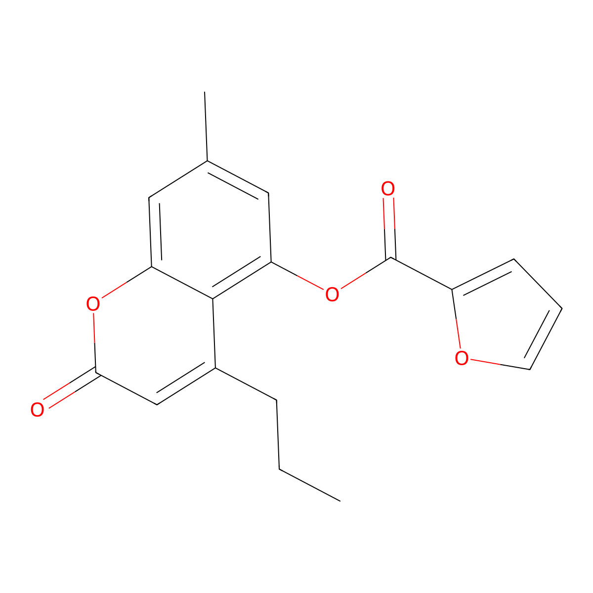 (7-Methyl-2-oxo-4-propylchromen-5-yl) furan-2-carboxylate molecular structure, CAS 432001-26-8