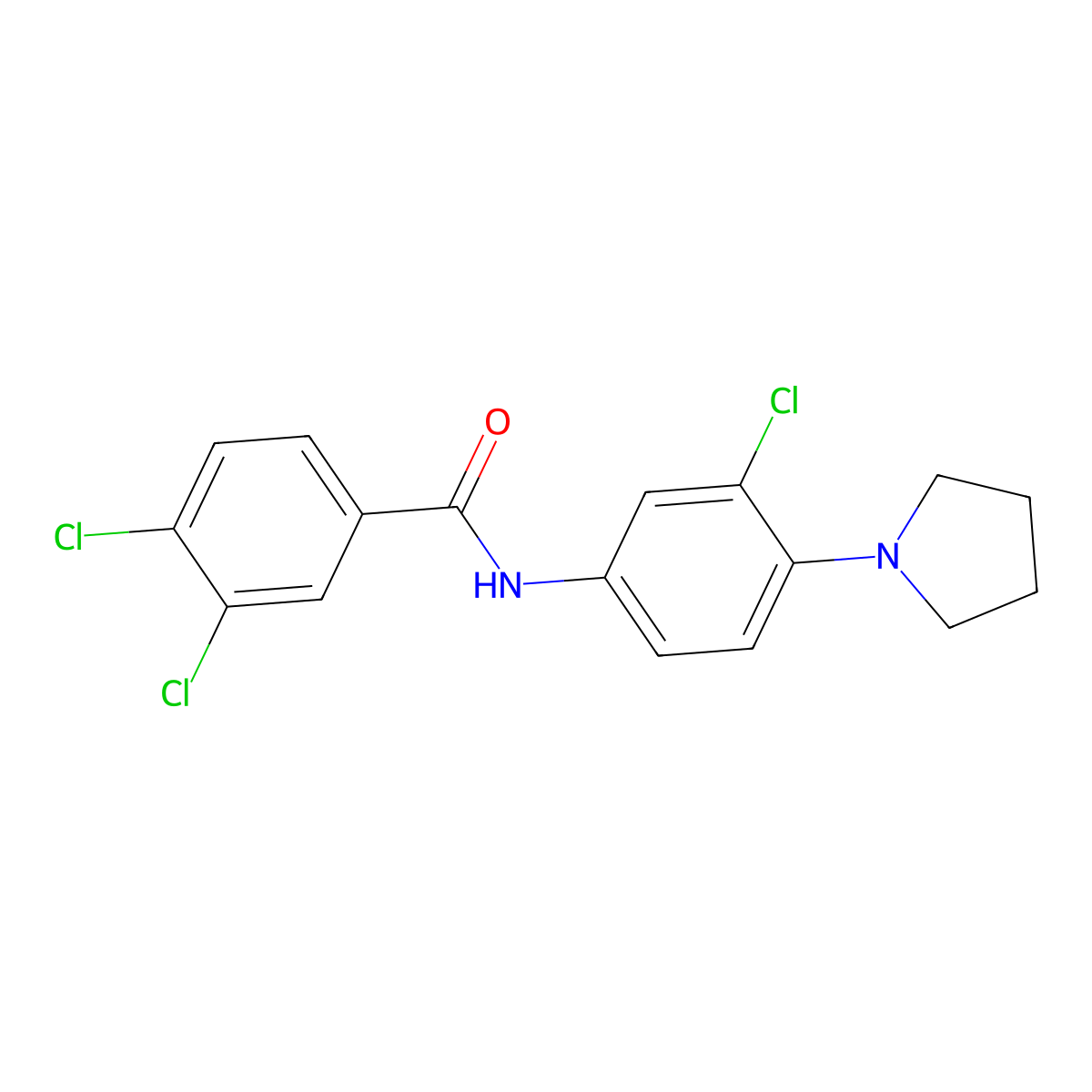3,4-dichloro-N-[3-chloro-4-(pyrrolidin-1-yl)phenyl]benzamide molecular structure, CAS 432001-31-5