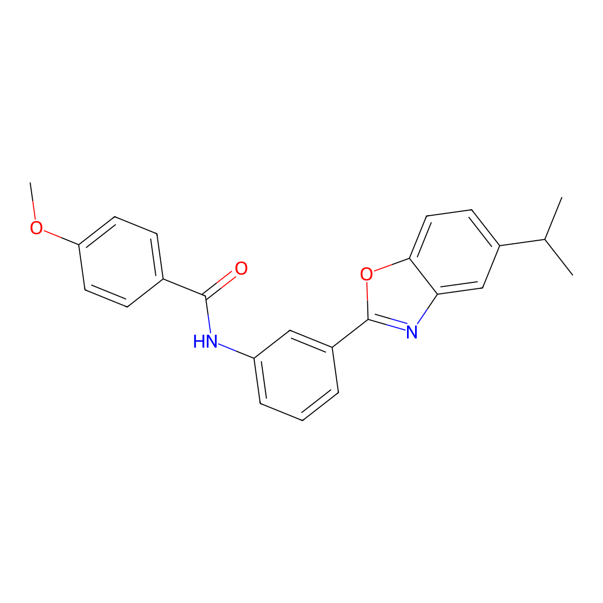4-methoxy-N-[3-(5-propan-2-yl-1,3-benzoxazol-2-yl)phenyl]benzamide molecular structure, CAS 432001-33-7