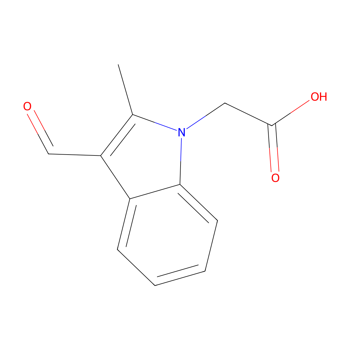 2-(3-formyl-2-methyl-1H-indol-1-yl)acetic acid molecular structure, CAS 432001-45-1