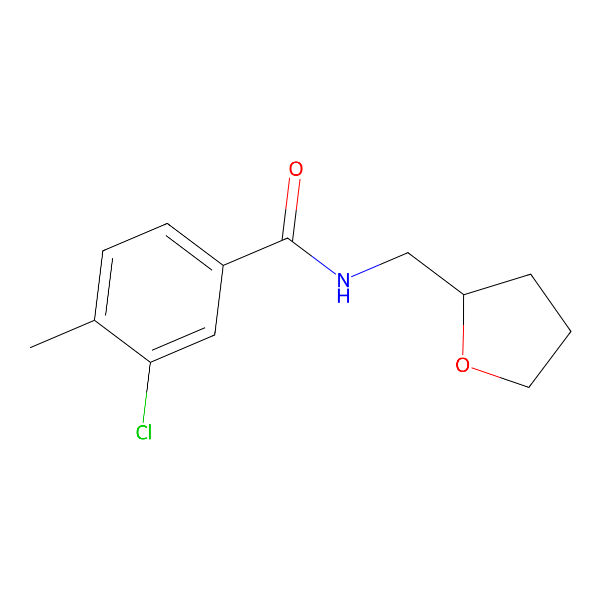 3-chloro-4-methyl-N-(oxolan-2-ylmethyl)benzamide molecular structure, CAS 432001-58-6