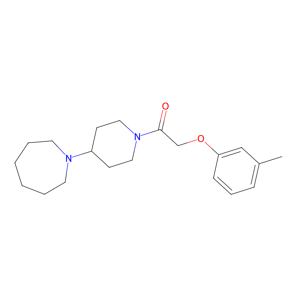 1-[4-(Azepan-1-yl)piperidin-1-yl]-2-(3-methylphenoxy)ethanone molecular structure, CAS 432001-65-5