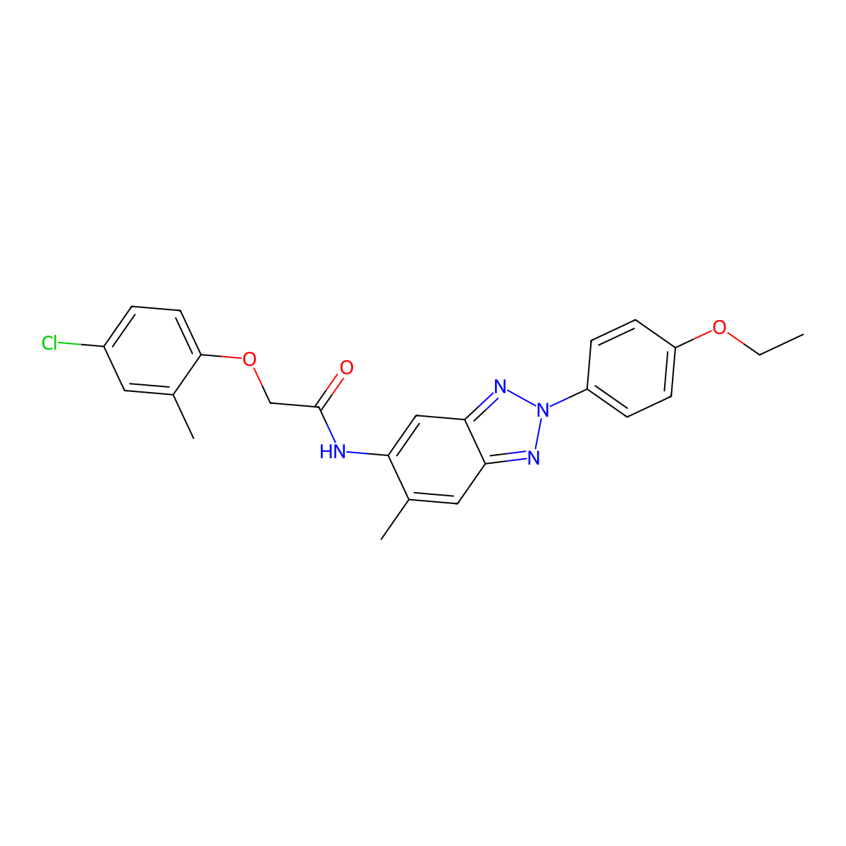 2-(4-chloro-2-methylphenoxy)-N-[2-(4-ethoxyphenyl)-6-methylbenzotriazol-5-yl]acetamide molecular structure, CAS 432001-68-8