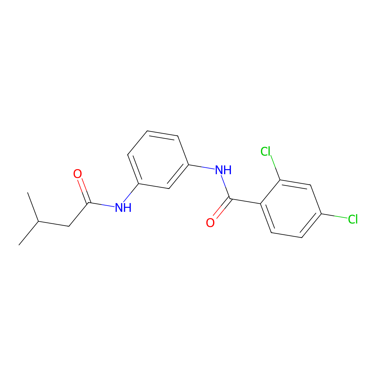 2,4-dichloro-N-[3-(3-methylbutanoylamino)phenyl]benzamide molecular structure, CAS 432001-70-2