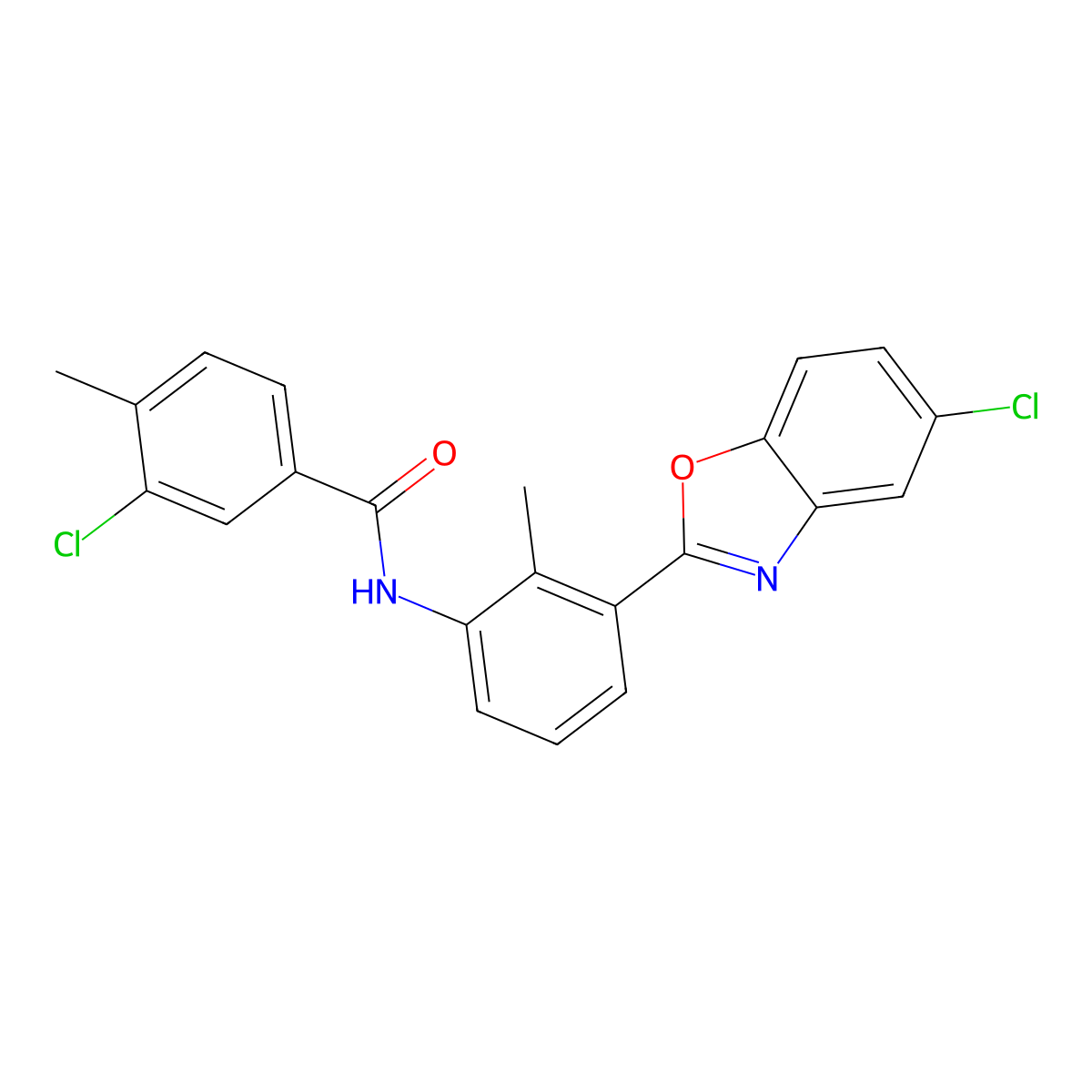3-chloro-N-[3-(5-chloro-1,3-benzoxazol-2-yl)-2-methylphenyl]-4-methylbenzamide molecular structure, CAS 432002-29-4