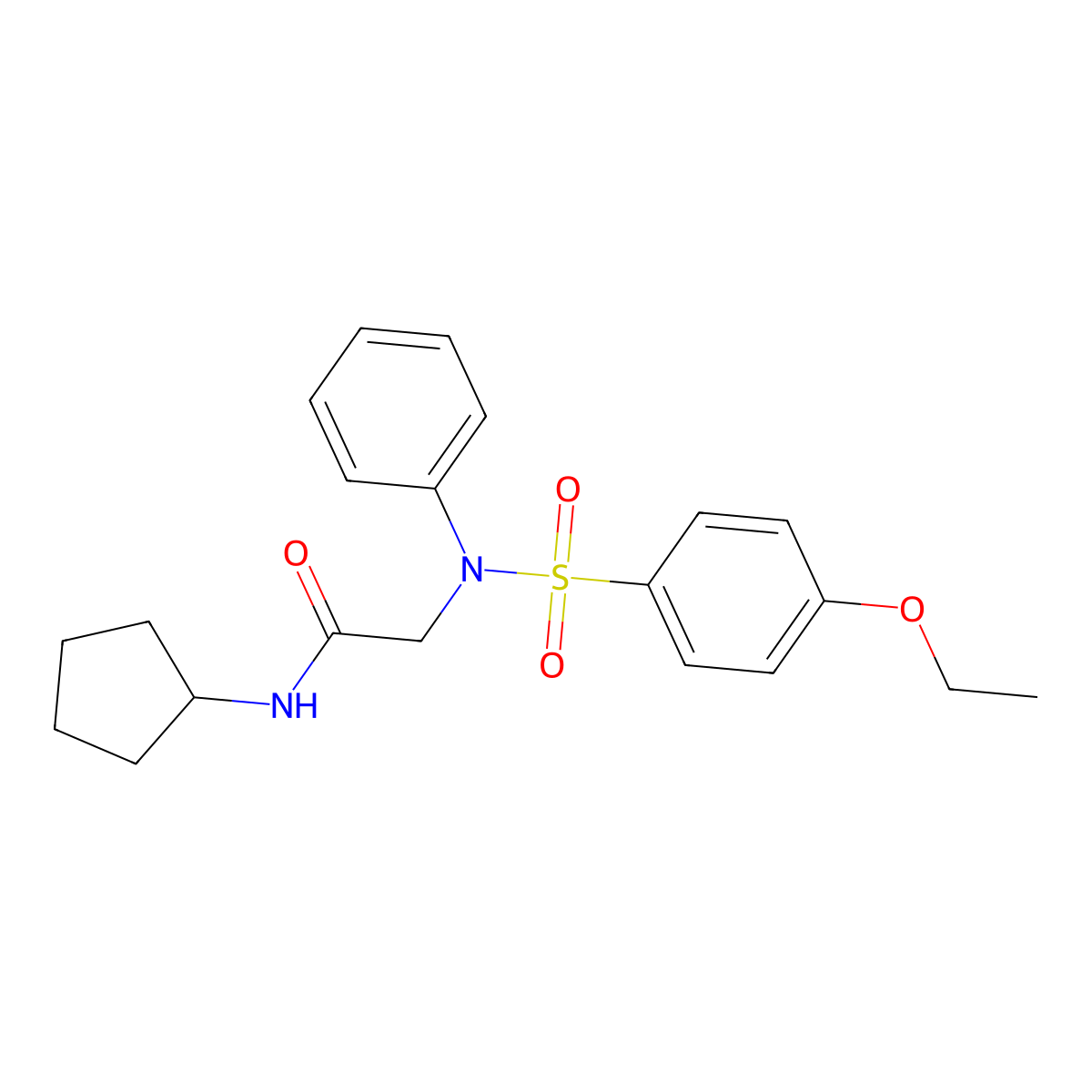 N-cyclopentyl-2-(N-(4-ethoxyphenyl)sulfonylanilino)acetamide molecular structure, CAS 432002-31-8