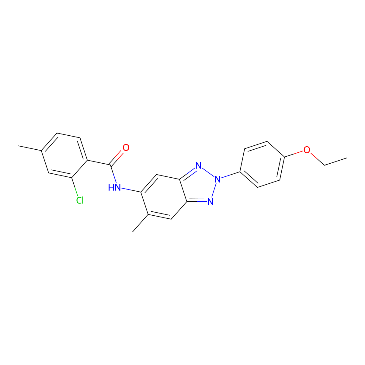 2-chloro-N-[2-(4-ethoxyphenyl)-6-methylbenzotriazol-5-yl]-4-methylbenzamide molecular structure, CAS 432002-35-2
