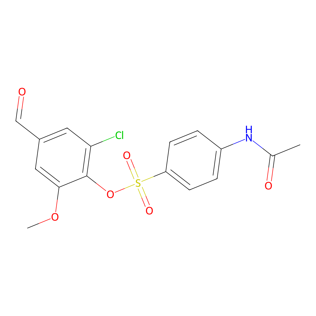 2-Chloro-4-formyl-6-methoxyphenyl 4-(acetylamino)benzenesulfonate molecular structure, CAS 432002-40-9