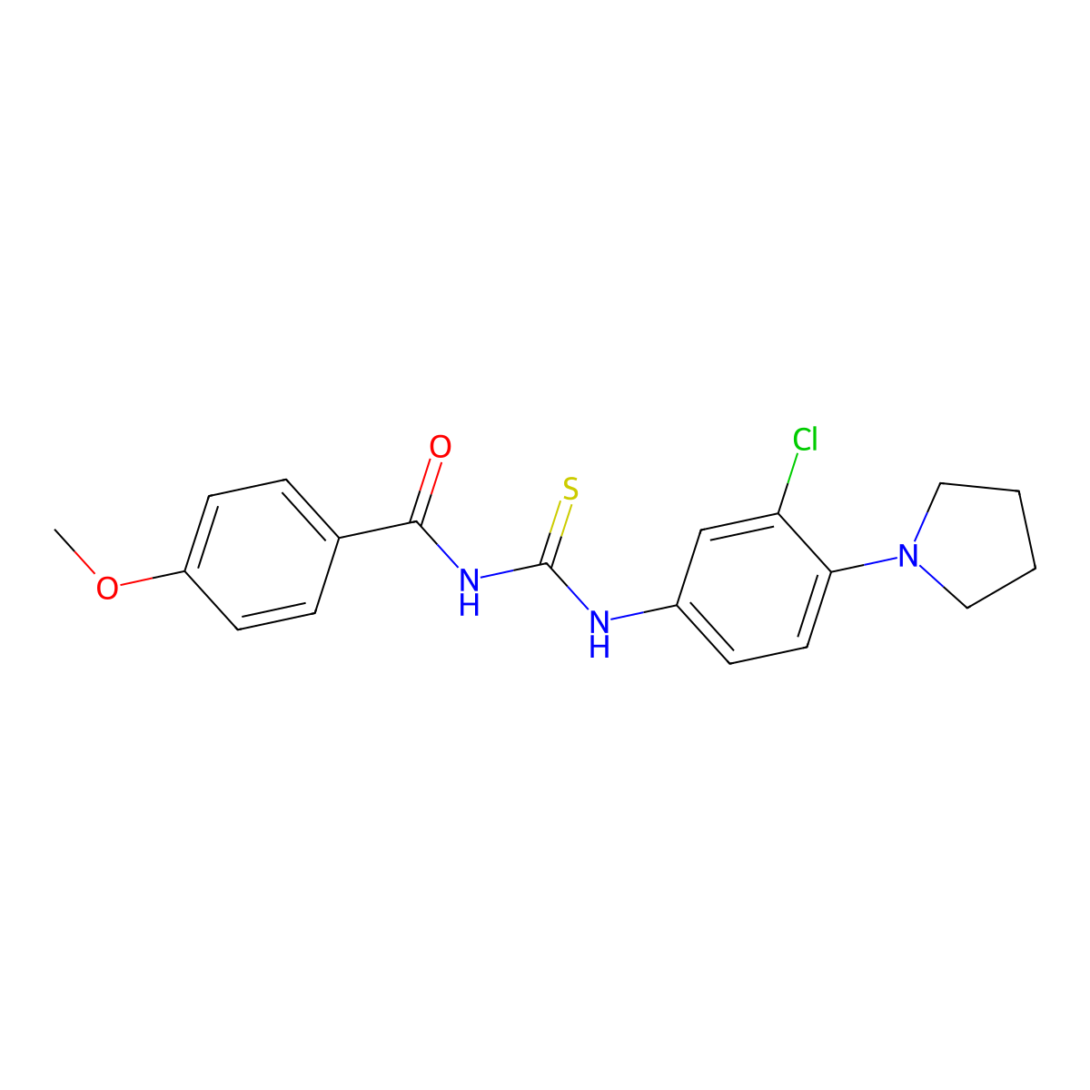 N-[(3-chloro-4-pyrrolidin-1-ylphenyl)carbamothioyl]-4-methoxybenzamide molecular structure, CAS 432002-43-2