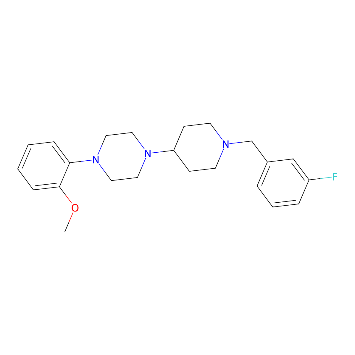 1-[1-[(3-Fluorophenyl)methyl]piperidin-4-yl]-4-(2-methoxyphenyl)piperazine molecular structure, CAS 432002-48-7