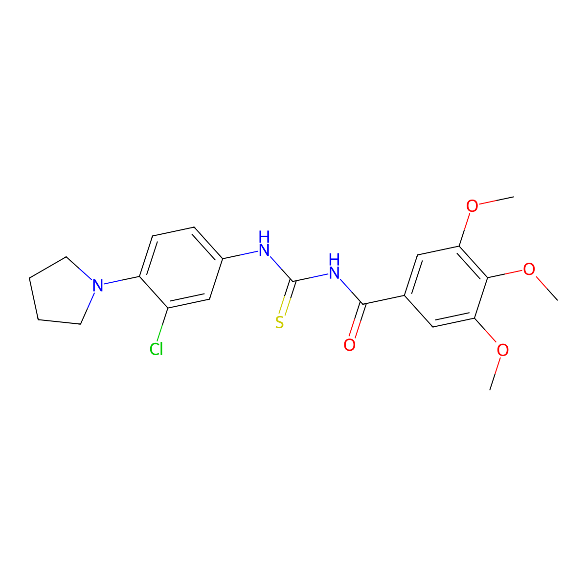 N-[(3-chloro-4-pyrrolidin-1-ylphenyl)carbamothioyl]-3,4,5-trimethoxybenzamide molecular structure, CAS 432002-51-2
