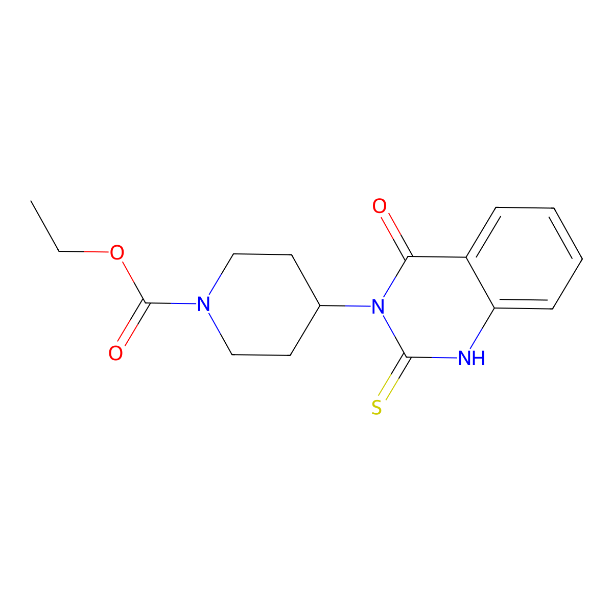 ethyl 4-(4-oxo-2-thioxo-1,4-dihydro-3(2H)-quinazolinyl)-1-piperidinecarboxylate molecular structure, CAS 432002-60-3