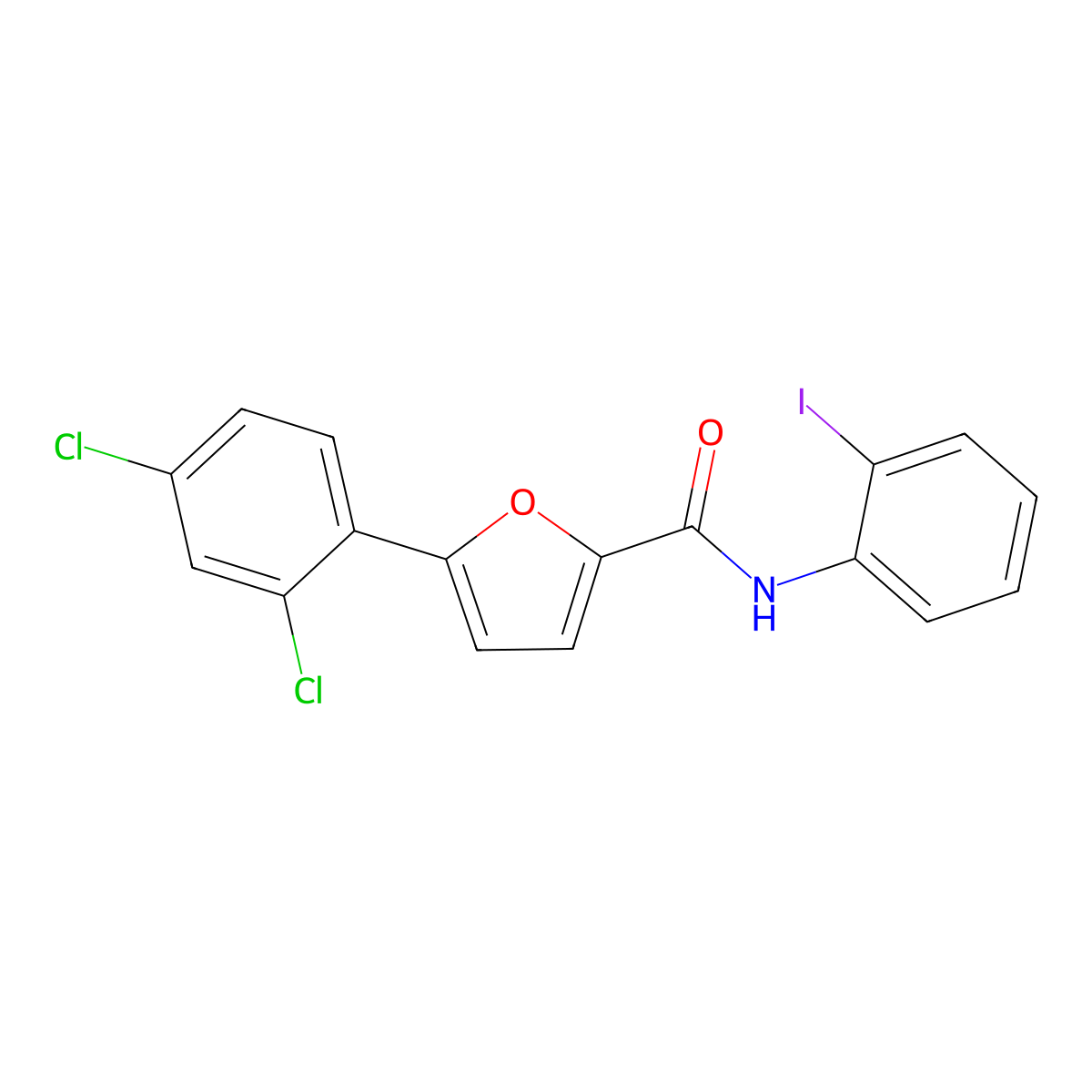 5-(2,4-dichlorophenyl)-N-(2-iodophenyl)furan-2-carboxamide molecular structure, CAS 432003-18-4